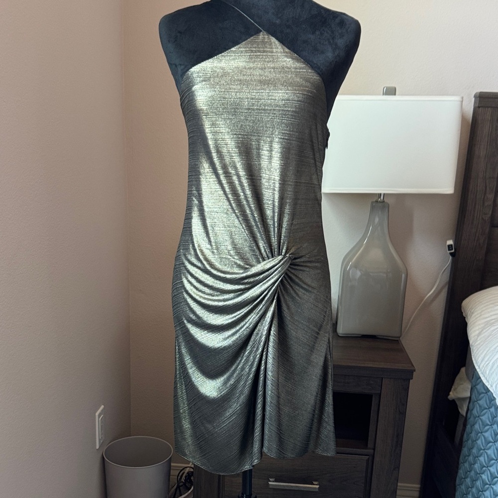 AQ/AQ Strapless Metallic Dress